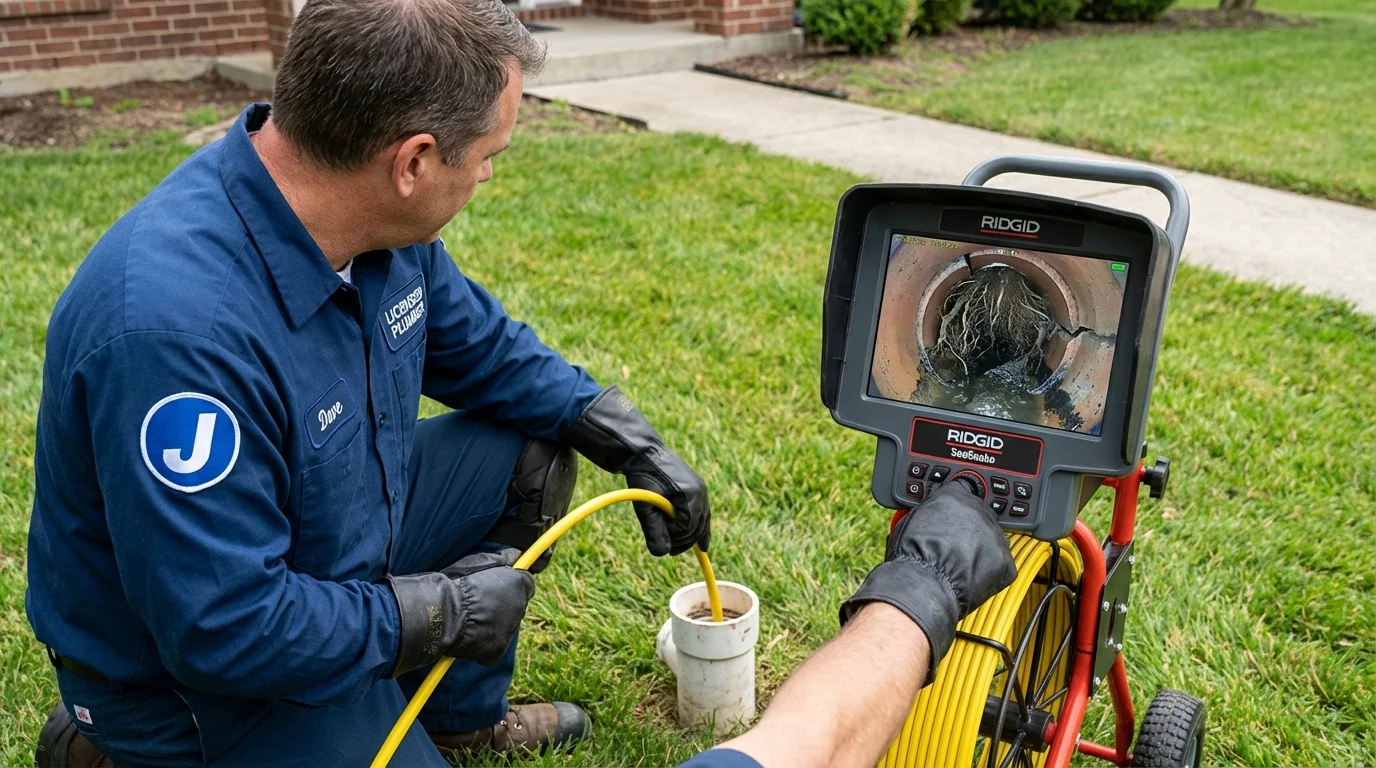 Sewer camera inspection being performed by Johns Plumbing LLC in Mott